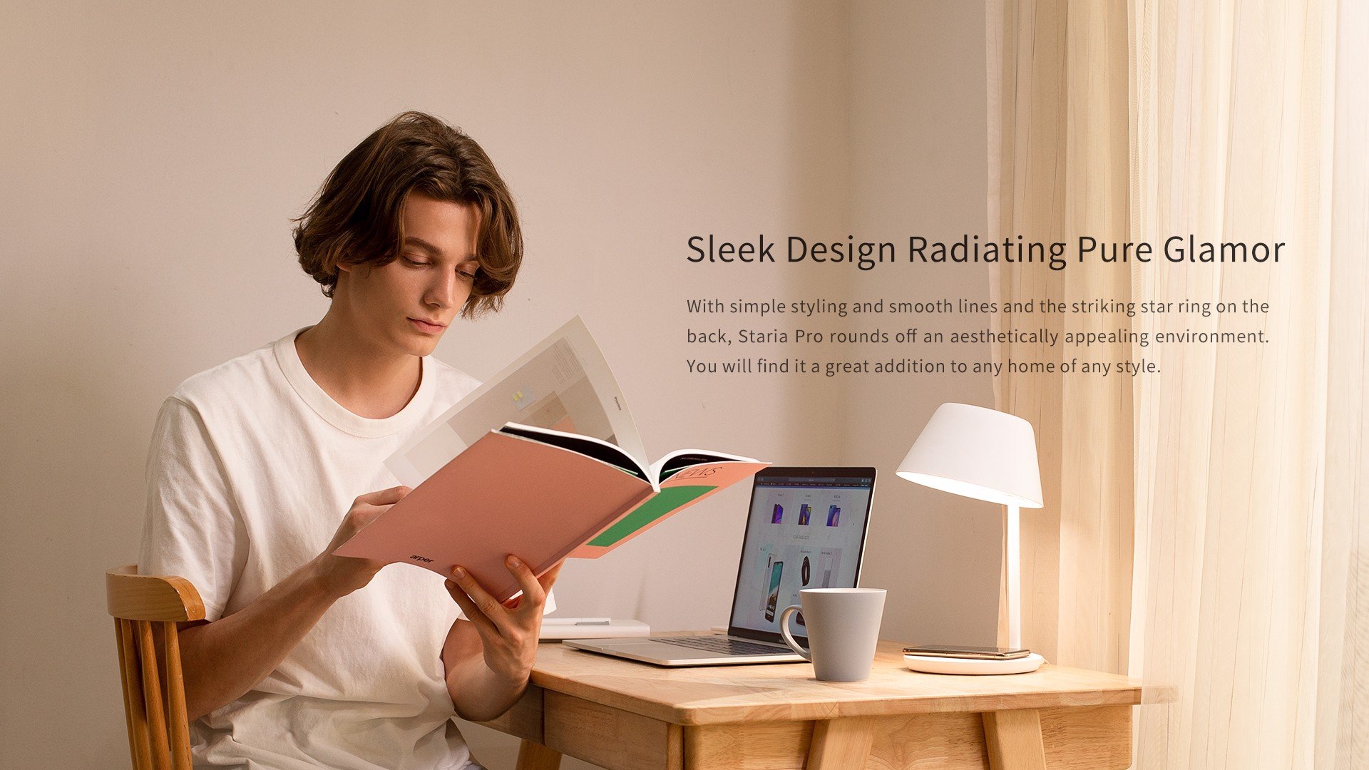  Đèn bàn thông minh Yeelight Staria Bedside Lamp Pro - Đế có tích hợp sạc không dây Qi, tương thích Google, Apple, Alexa 